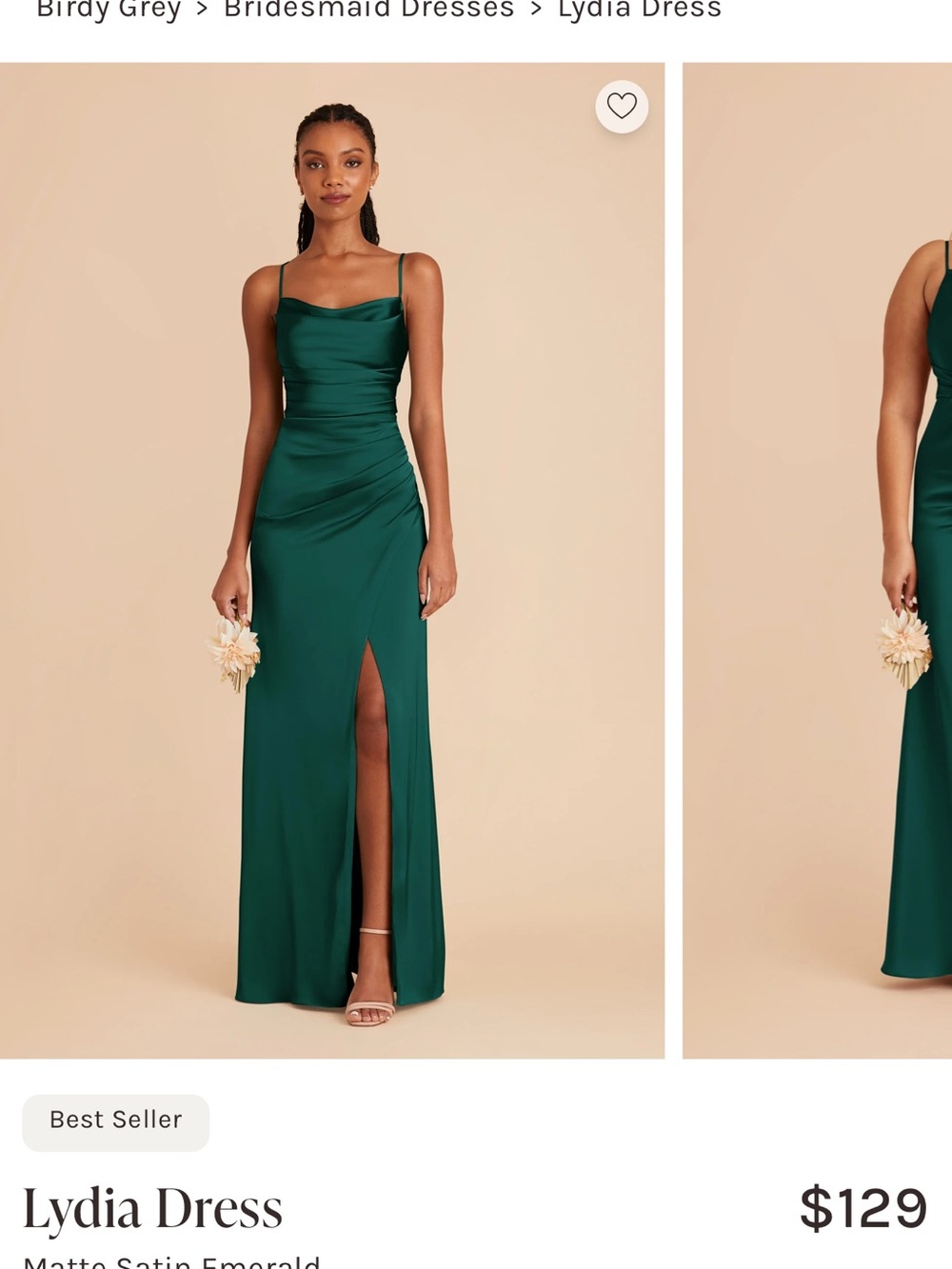 Birdy Grey Lydia Maxi Dress in Emerald Green Matte Satin